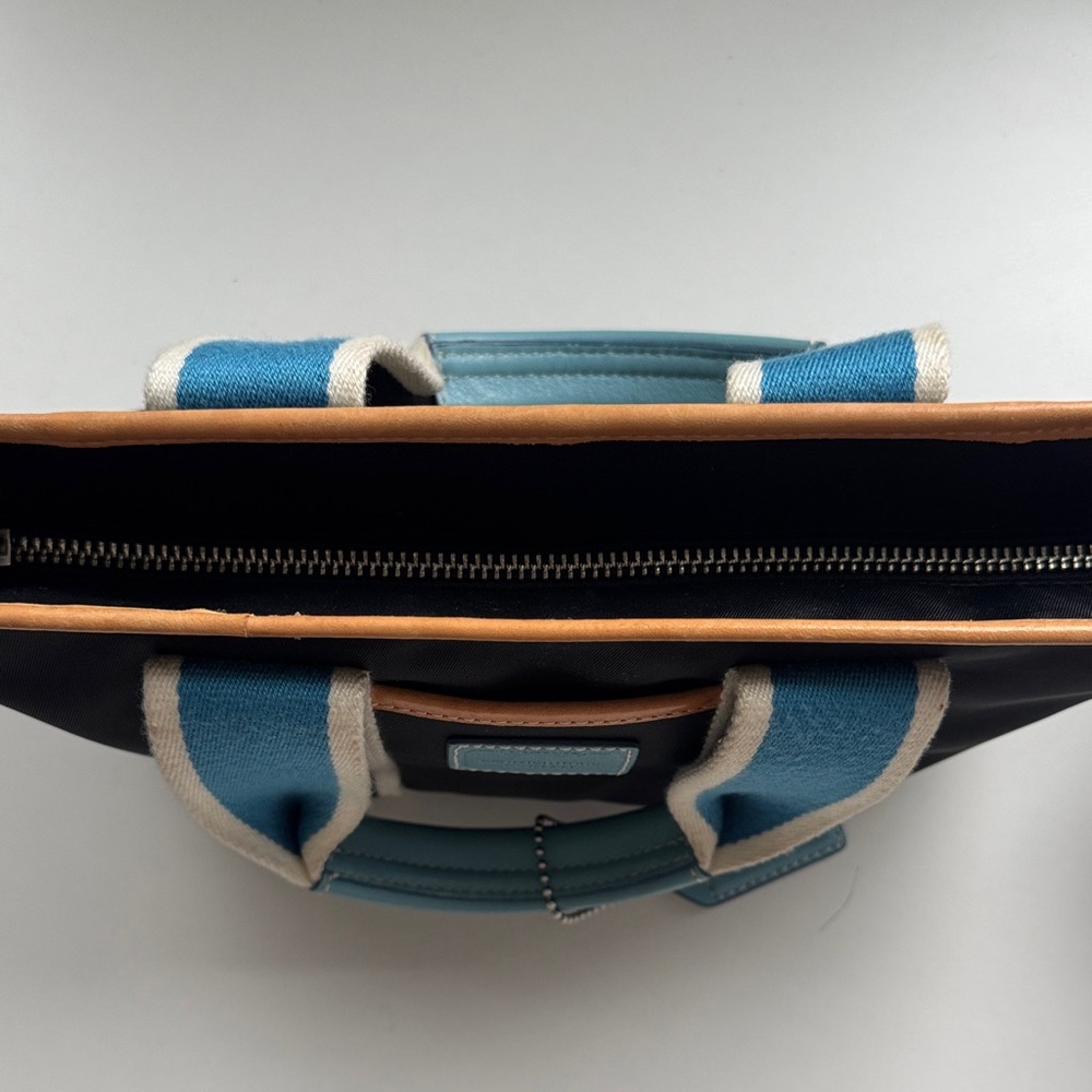 Coach Black Tote with Light Blue Accents and Cream Trim - Picture 11 of 16